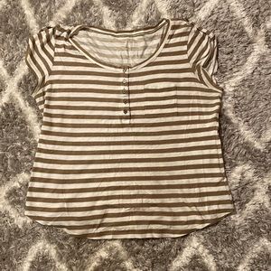 Striped Brown and White Short Sleeve Top